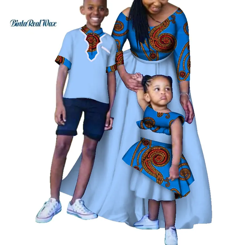 Одежда в африканском стиле; длинные платья с принтом для женщин; платье для мамы и дочки; комплект из рубашки и штанов для сына; семейная одежда в африканском стиле; WYQ183