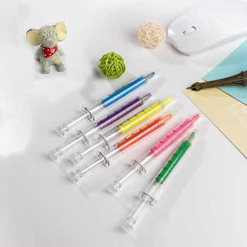 

6 Colors Optional Multicolor Highlighter Pen Precision Crossed Syringe Stationery Needle Tube Fluorescent Watercolor Wholesale
