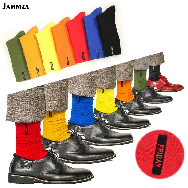 Mens Combed Cotton Bright Solid Color Socks Business Dress Socks for