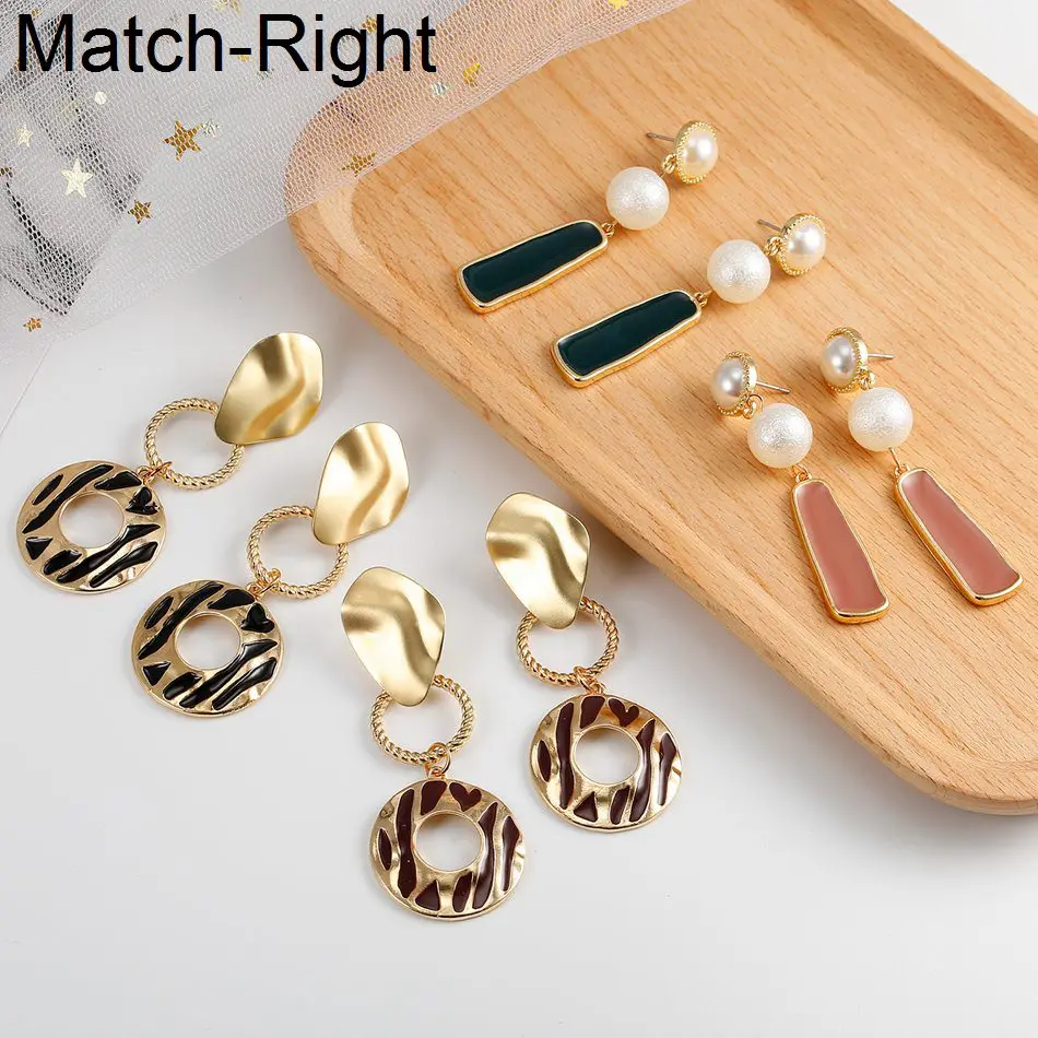 

Match-Right Women Long Statement Trendy Earrings For Women Gold Dangle Hanging Drop Earrings Pendant Female Jewelry NR221