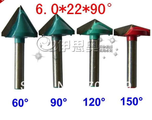 90 Degree 3D Making Router CNC Engraving V Groove Bits End Mill 6mm x 22mm Z2YYY