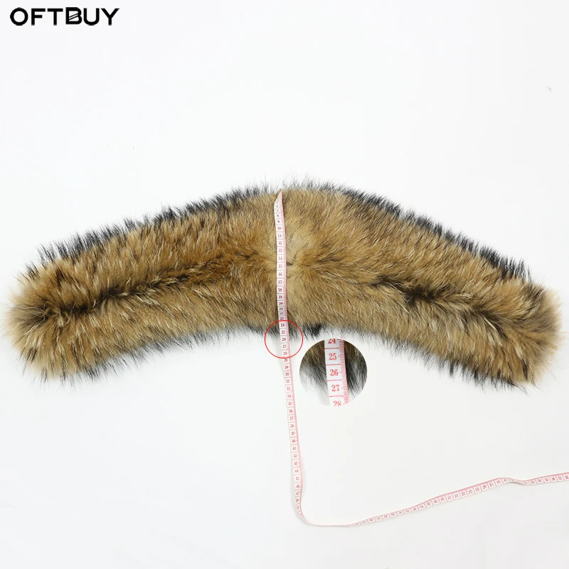 OFTBUY 100% натуральный меховой воротник большой мех енота лисы|Женские шарфы| |