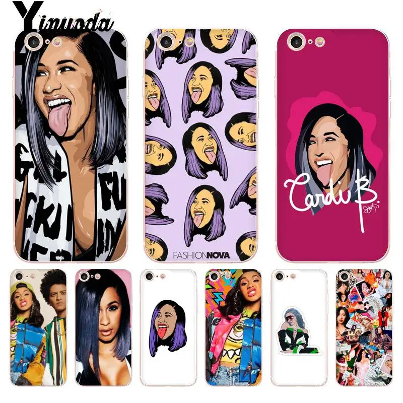 Yinuoda Fashion Nova Cardi B Tongue Finesse DIY Painted Phone Accessories Case for iPhone 8 7 6 6S Plus X 10 5 5S SE XR XS XSMAX