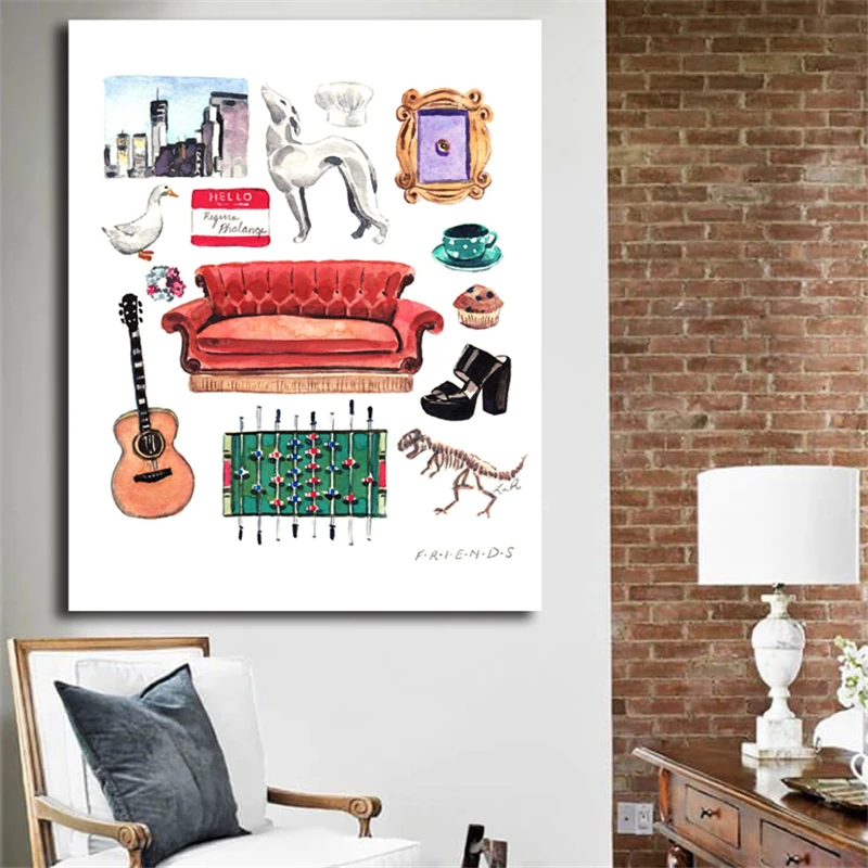 

Minimalist Nordic Canvas Painting Friends TV Show Tattoo HD Posters and Prints Oil Wall Art Pictures for Living Room Home Decor