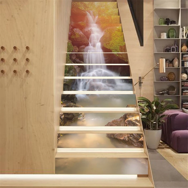 DIY 13 шт. 3D Солнечный свет водопад лестницы стояк Декор Наклейка Настенная