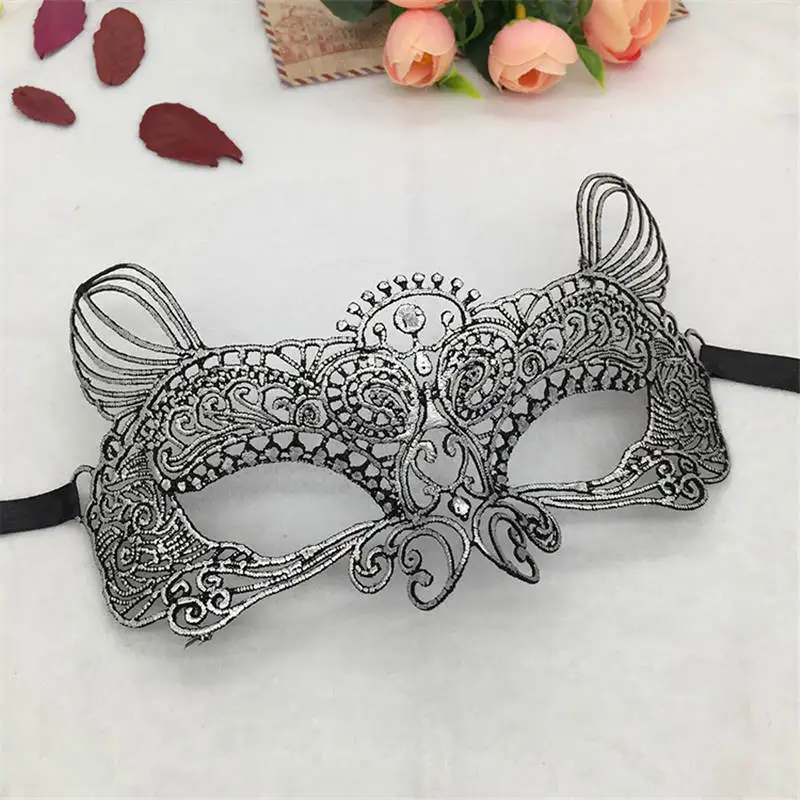 Silver Lace Masquerade Mask For Carnival Halloween Prom Half Face Ball Party