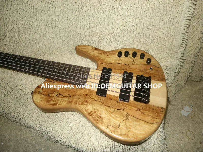 

New Arrival 6 Strings Wooden One Piece Neck Electric Bass Natural Bass Wholesale Free Shipping