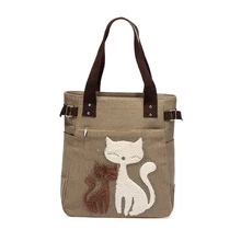 Nueva llegada cute cat imprimir bolsa de conjunto de bolsas de lona de las mujeres gran capacidad de bolsos de diseño de alta calidad bolso famale bolsas casuales chica