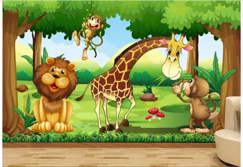 

Custom 3d wallpaper for walls 3 d wall murals Kids Wallpaper Mural 3D Giraffe Sticker Cartoon wallpaper Animal Background wall