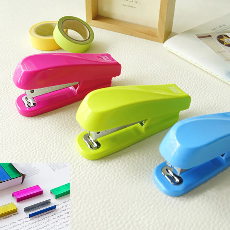 1PCS Solid Color Manual Stapler 24/6 Stainless Steel Colored Staples ...