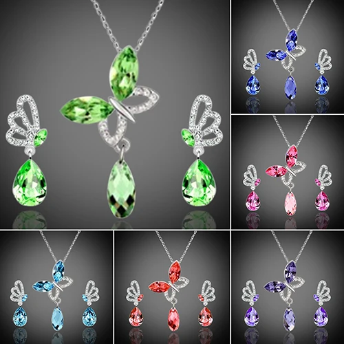 Женский комплект из колье и серёг с кристаллами|jewelry sets|necklace earrings jewelry setearrings necklace