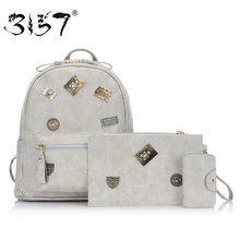 Mode appliques femmes en cuir sacs à dos femmes sac à dos pour filles composite sacs à dos féminin 3157 sac à dos femme