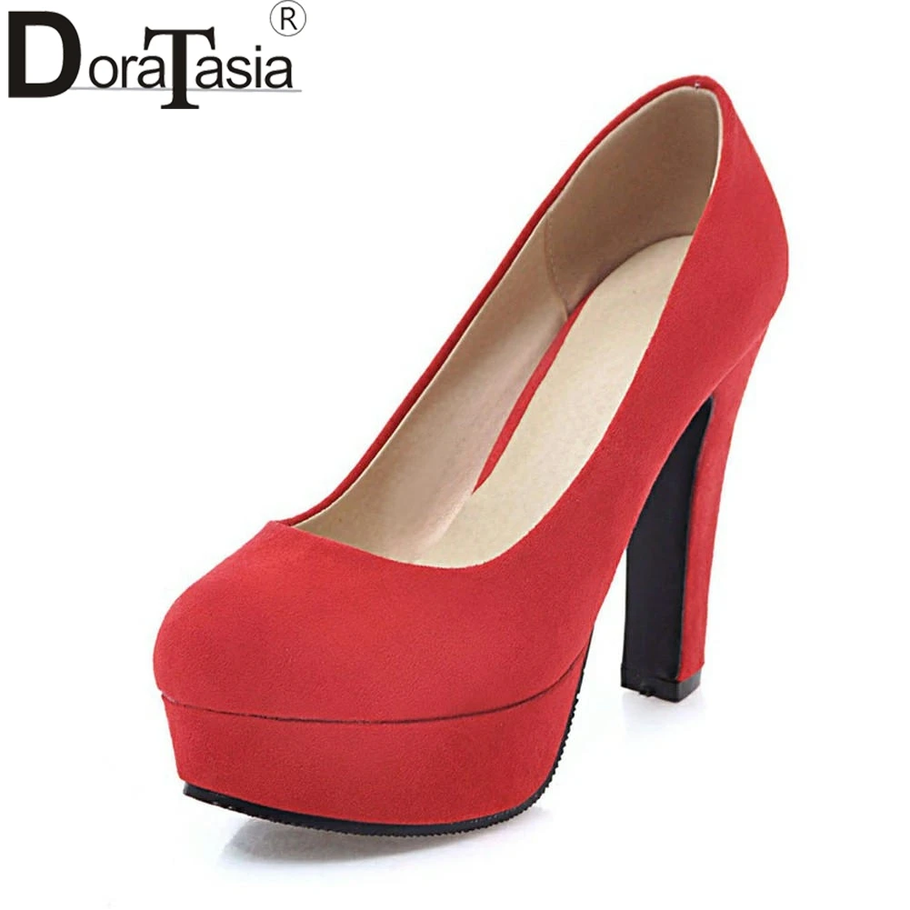 

DORATASIA 2019 New Spring Autumn Big Size 32-43 High Square Heels Solid Platform Shoes Women Pumps