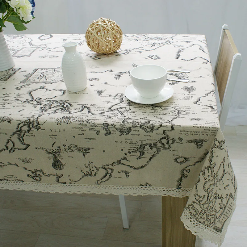 

Tower Print Decorative Table Cloth Cotton Linen Lace Tablecloth Dining Table Cover For Kitchen Home Decor