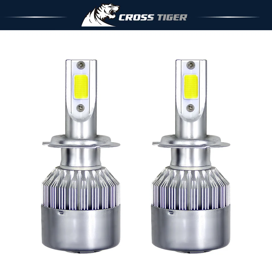 

CROSSTIGER 72W COB H7 H1 H4 H3 H11 H8 9005 9006 9007 880 C6 Bulb Headlamp Light Golden Car HeadLight Bulbs 3000K 6000K Led lamp