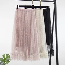 JAYCOSIN/Новинка года; сезон весна-лето; сетчатые юбки в Корейском стиле для девочек; негабаритная кружевная Длинная женская юбка; элегантные плиссированные кружевные юбки; Jun06