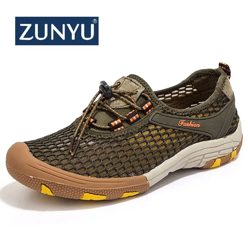 

ZUNYU 2019 New Men Summer Comfortable Casual Shoes Slip-on Breathable Air Mesh Flats Trainers Sneakers Water Loafers 39-47