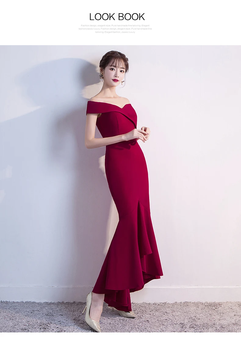  Dress Women Hot Sale Empire Vestidos Mujer Vestido  Festa And Summer Fishtail 2018 Slash-Neck Long Style Shoulder Sexy Party (4)
