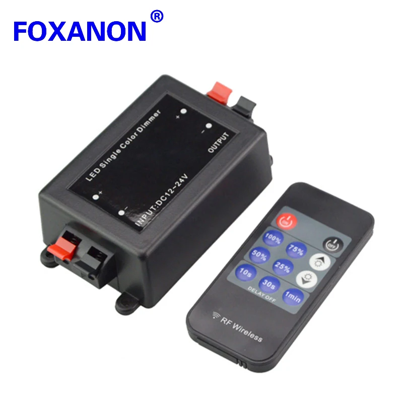 

Foxanon 11key 12-24V Wireless Remote LED Light Single Color RF Dimmer Controller For 5050 3528 3014 2835 Led Strip lamps Light