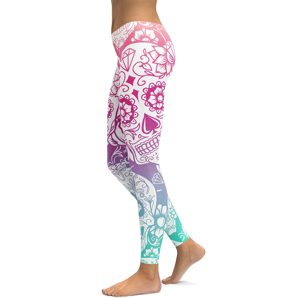 Lei-SAGLY Для женщин леггинсы Мандала Цветок 3D цифровой печати Тонкий розовый Фитнес женские леггинсы узкие брюки