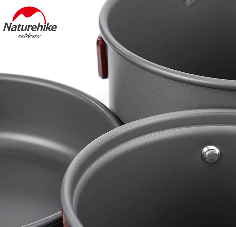 Naturehike camping al aire libre ultraligero Utensilios de cocina Utensilios cuatro combinación Utensilios de cocina Vajilla para picnic tazón pan pot Set