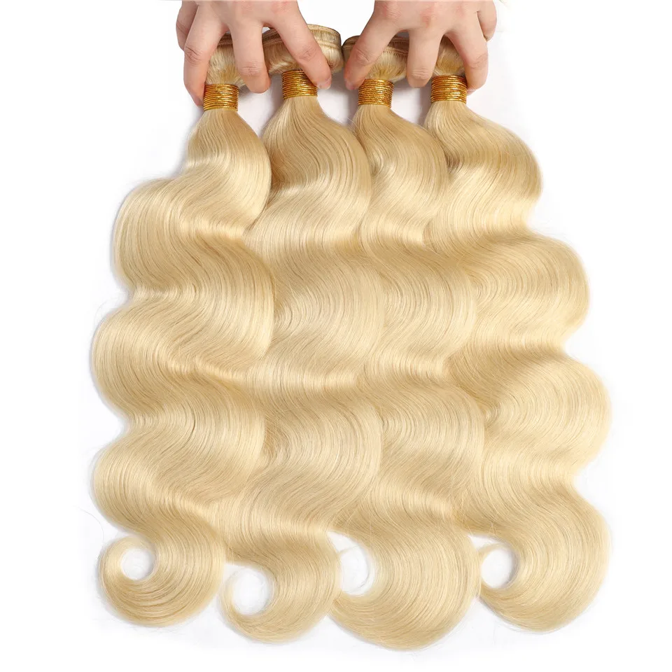 Бразильские 613 светлые пучки волнистых волос с закрытием полные и толстые длинные Remy человеческие волосы пучки кружева с волосами младенца