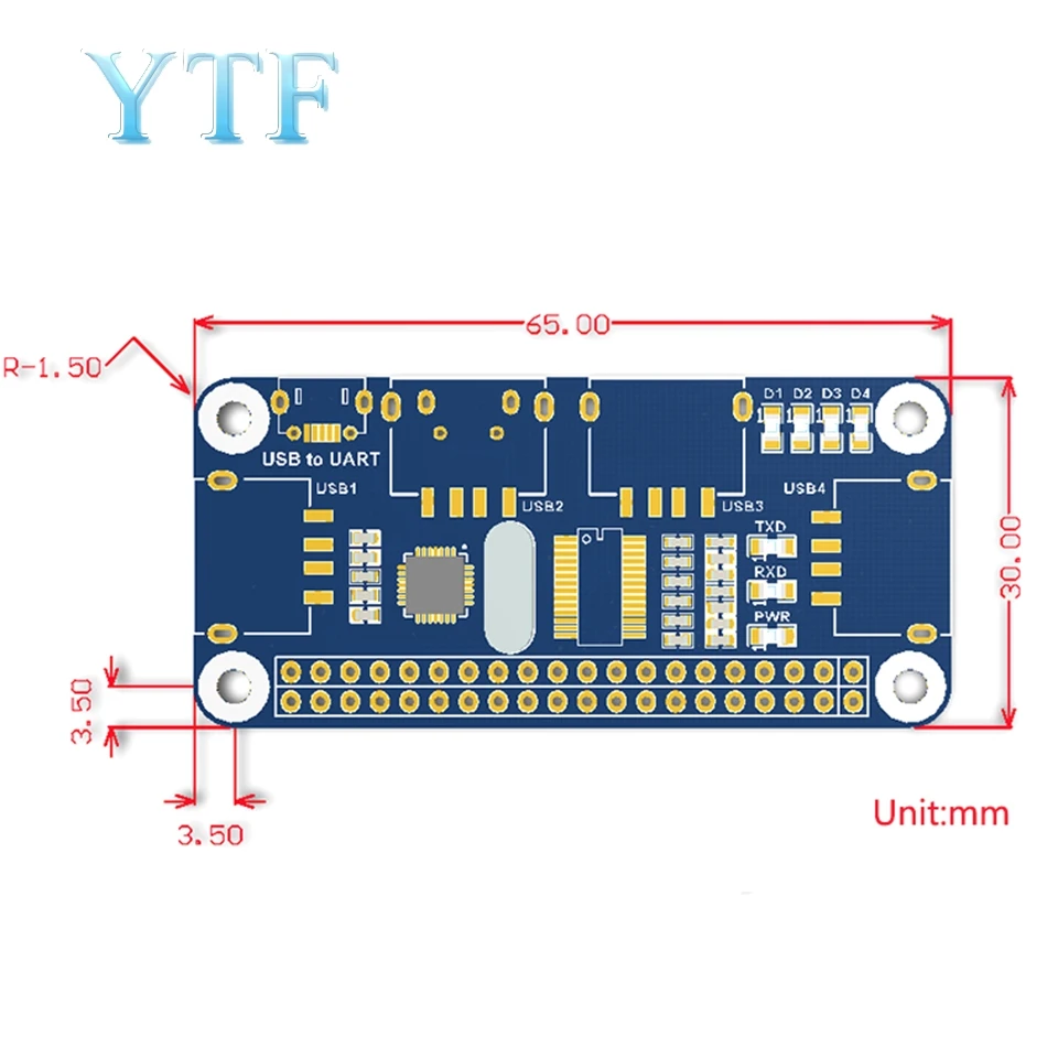 4 порта USB HDM хаб шапка для Raspberry Pi 3/2/Zero W Плата расширения USB к UART для последовательной отладки совместима с USB