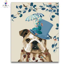 Shapi собака с шляпой DIY картины маслом по номерам животные с комплектами художественная картинка-Раскраска по номерам для декора гостиной