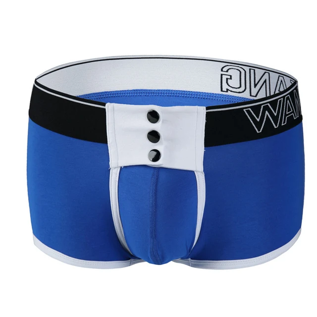 Snap Buttons Boxer Sexy U Convex Underwear Breathable Underpants For
