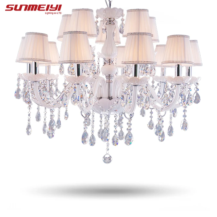 Modern LED White Crystal Chandelier Lights Lamp For Living Room Light Ceiling Fixture Indoor Pendant Lamp Home Decorative