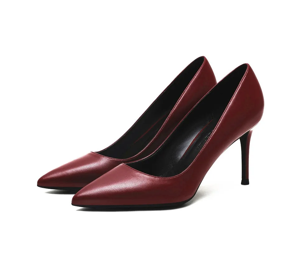 KATELVADI/Обувь для вечеринок модные женские туфли-лодочки на высоком каблуке пикантные черные свадебные туфли из спилка на высоком каблуке 8 см женские K-319