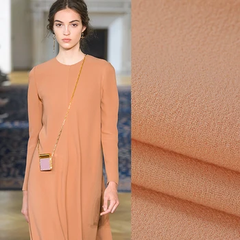 

140CM Wide 470G/M Weight Orange Solid Color Double Faced Wool Crepe Fabric for Spring and Autumn Dress Shirt Jacket Suit DE478
