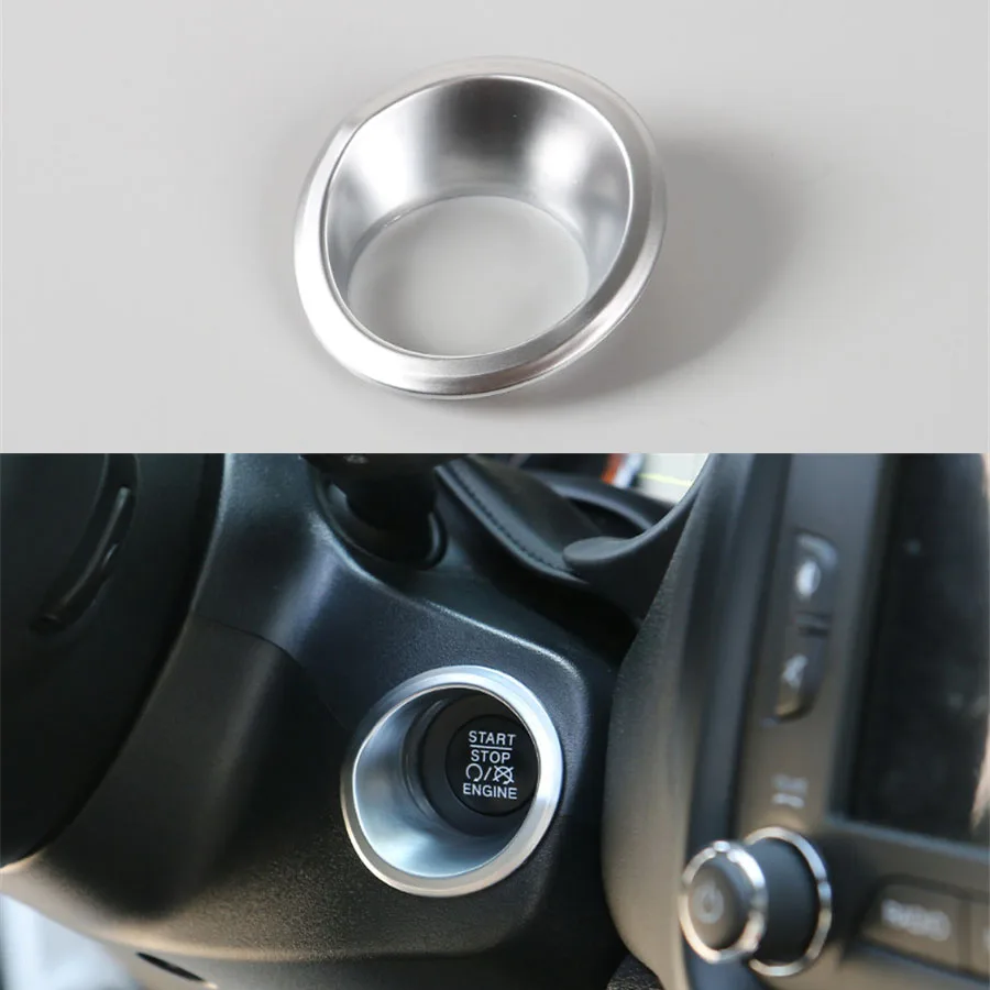 Per Jeep Renegade 2015 2016 Auto Start Stop Push Button Foro Chiave Di Accensione Decorazione Anello Styling Autoadesivo 1Pcs Chrome Abs