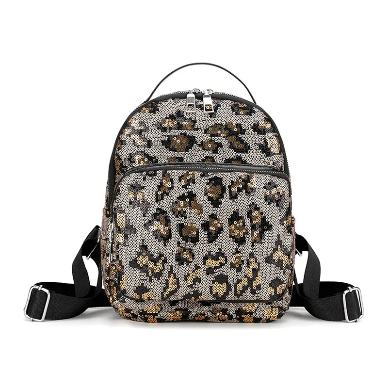 

Boy Girl Sequins Leopard Package Bag Travel Princess Bling Backpack For child Button Metallic Zipper anti theft backpack July 21