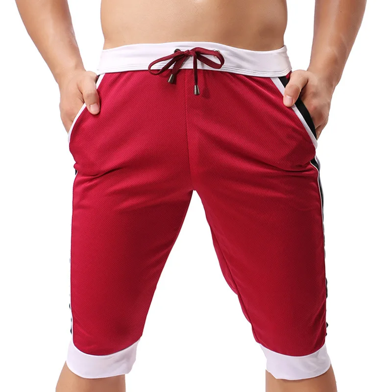 

GXQIL Men Nylon Running Sport Shorts Drawstring Pocket Solid Color Gym Athletic Shorts Male Basketball Training Crossfit Shorts