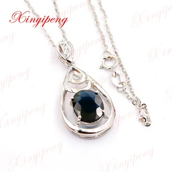 

Xin yi peng 18 k white gold inlaid 3 carat natural sapphire necklace pendant, woman, simple and easy