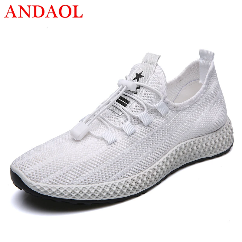 

ANDAOL Men's Casual Shoes Top Quality Solid Mesh Breathable light driving Trainers Luxury Trend Non-Slip Wild Campus Sneakers