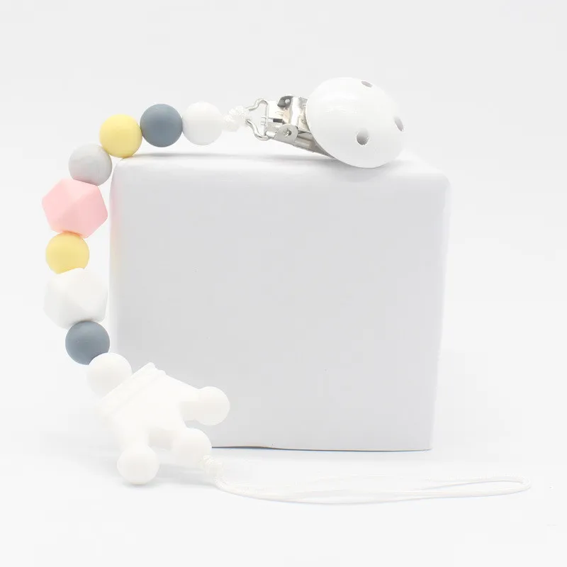 Новая силиконовая Детская Соска-пустышка на цепочке с зажимом в виде короны, цветная Соска-пустышка на цепочке для прорезывания зубов, жевательная игрушка - Цвет: 3