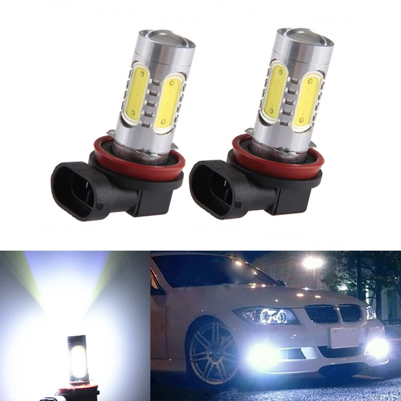 

2x H11 LED canbus COB Bulbs Reflector Mirror Design For Fog Lights For BMW E39 325 328 M mini SPORT