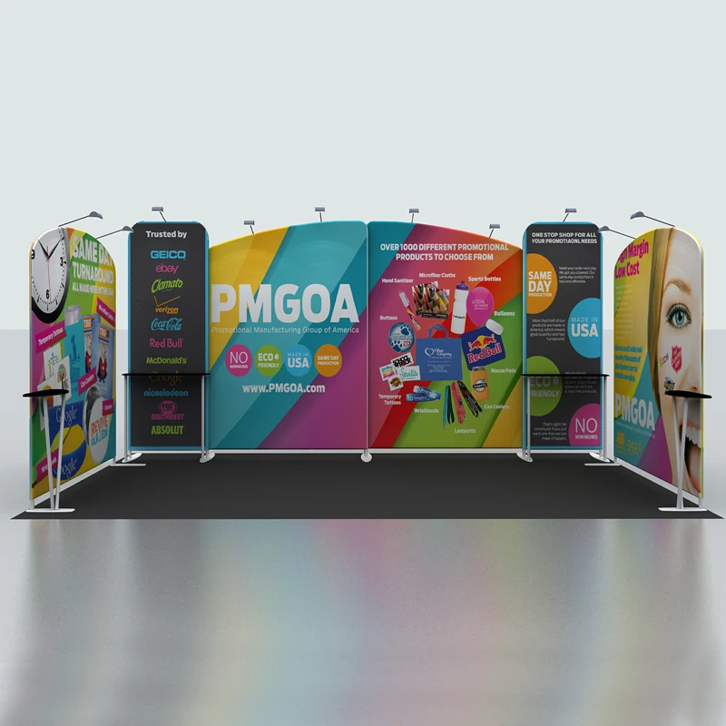 20ft Tension Fabric Exhibition Trade Show Displays Booth Pop Up Banner System Custom Graphic