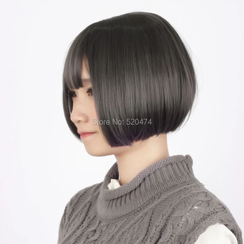 MCOSER 30 см короткий черный серый цвет женские Air Bang синтетические волосы полный косплей парики высокотемпературный волоконный парик-604