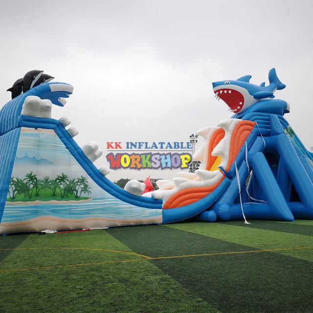 Oman Style Commercial Inflatable Dragon Flying Water Slide Combo Long Water Slide With Landing Pool 2