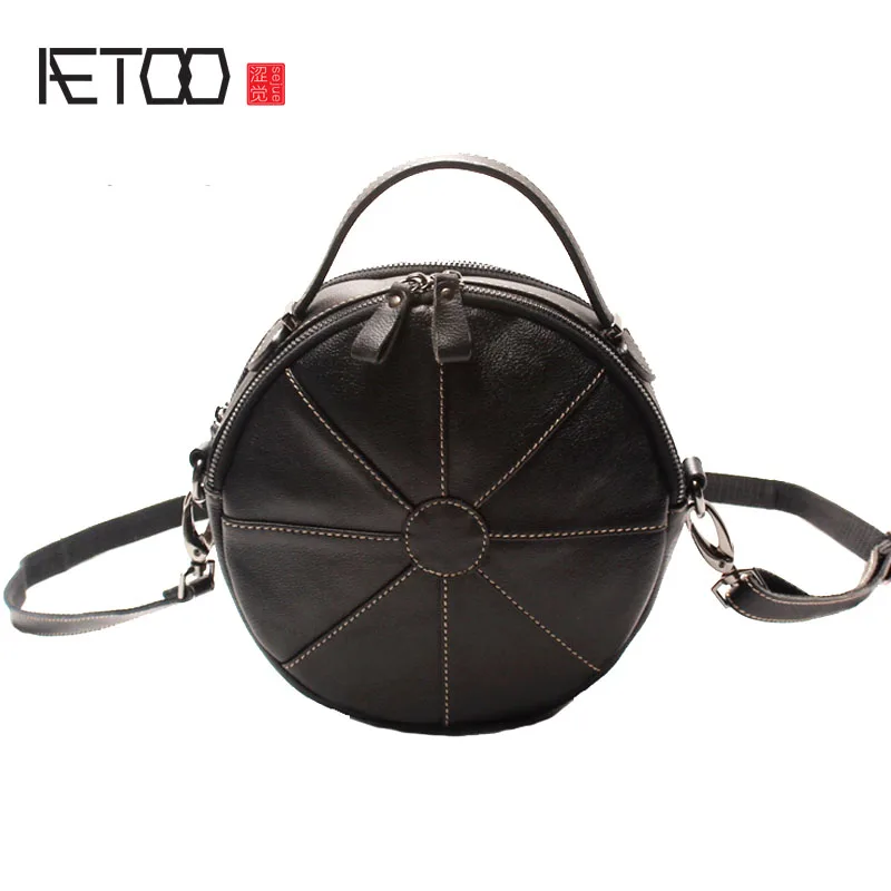 

EUMOAN Personalized design leather purse Harbor wind Messenger bag retro creative handbag first layer of leather hand carry shou