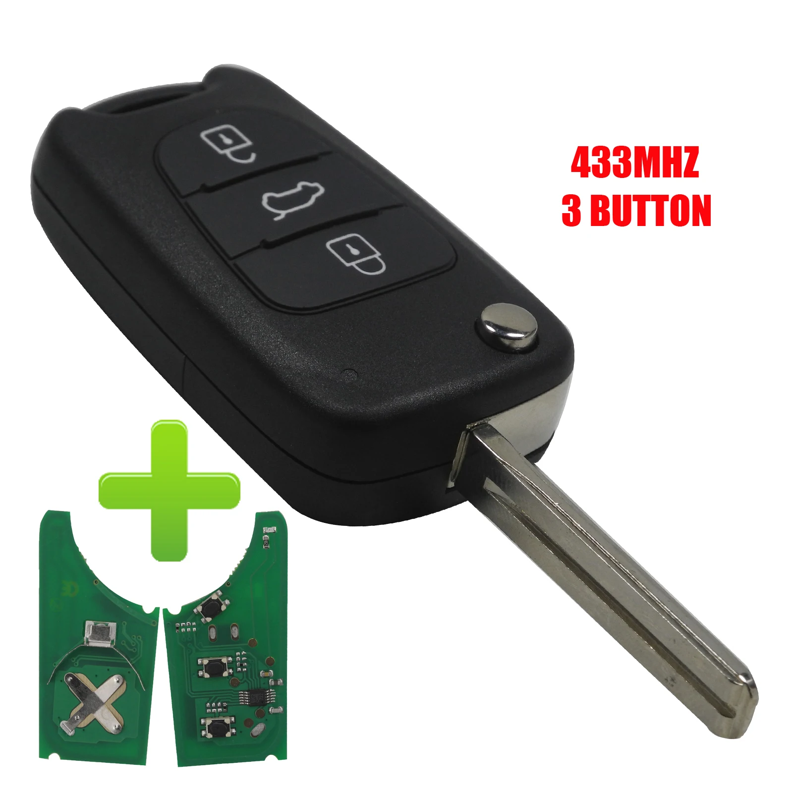 3 Button Flip Remote Car Complete Key 433MHZ ID46 Chip For Kia Rio 3
