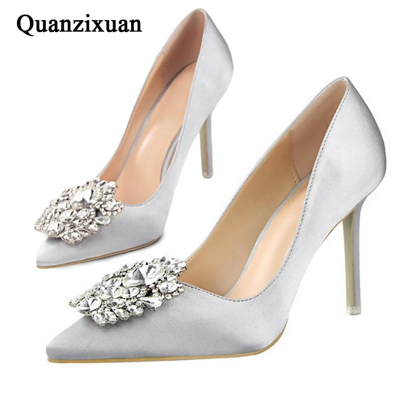 

Quanzixuan Women Pumps Sexy High Heels Biling Crystal Women Shoes Fashion Rhinestone Wedding Shoes Pink Ladies Shoes
