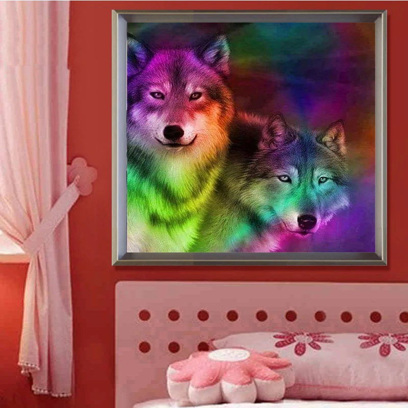 Алмазная вышивка 5D DIY алмазная живопись цвет Волк Картина Вышивка крестом