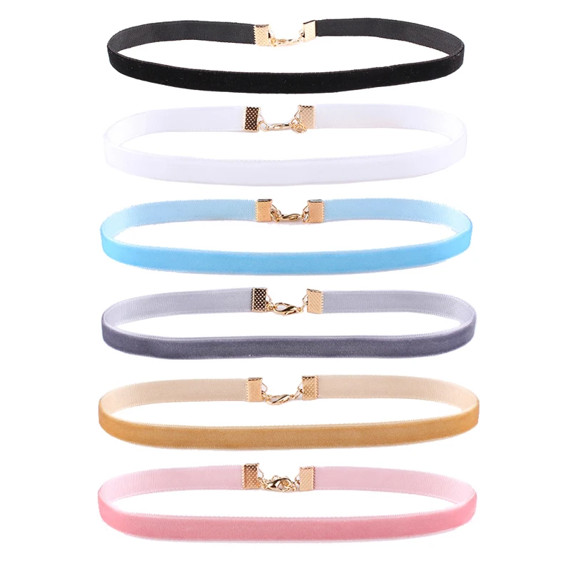 

6 Pcs/Set Black Velvet Choker Necklaces For Women Pendant Necklace Fashion Girls Punk Gothic Cho collier ras du cou breadth 1cm
