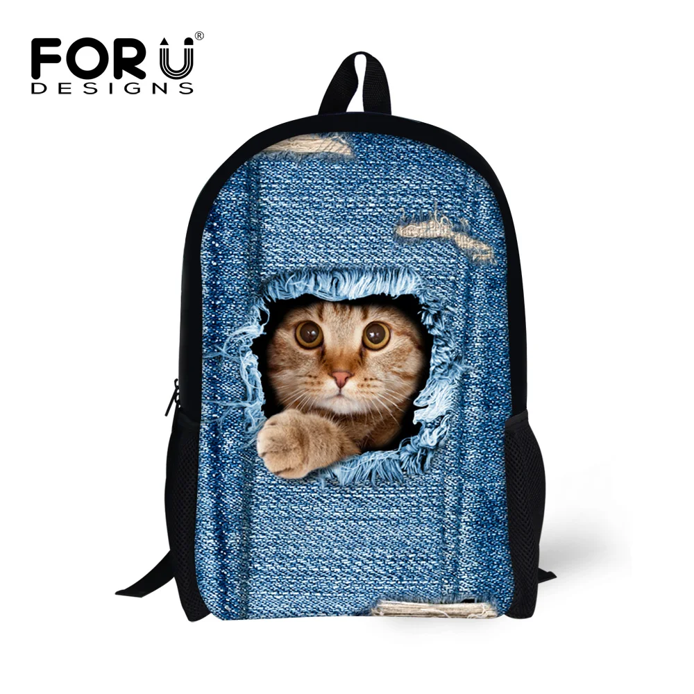FORUDESIGNS 2017 Primary font b Backpack b font Black Cat Printing font b Backpacks b font