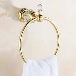 Европейский стиль Полотенца кольца кристалл латунь Полотенца держатель Diamond Настенные вешалка для полотенец Аксессуары для ванной комнаты