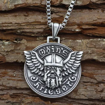 

Mens Norse God Viking Odin Pendant Necklace Amulet Jewelry